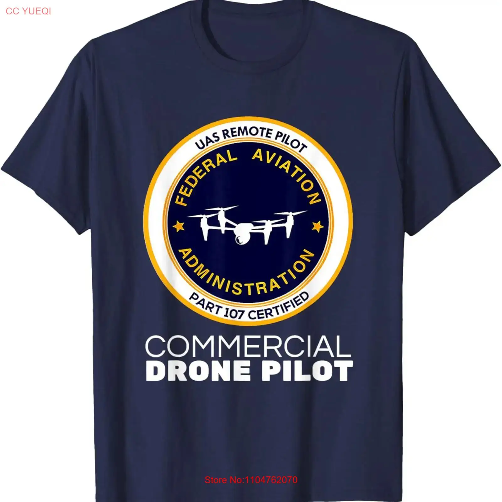 Commercial Printing Usa - เสื้อยืดนักบินโดรนเชิงพาณิชย์ FAA สไตล์วินเทจ ซักแล้ว ใส่ได้ทั้งชายและหญิง สวมใส่สบาย