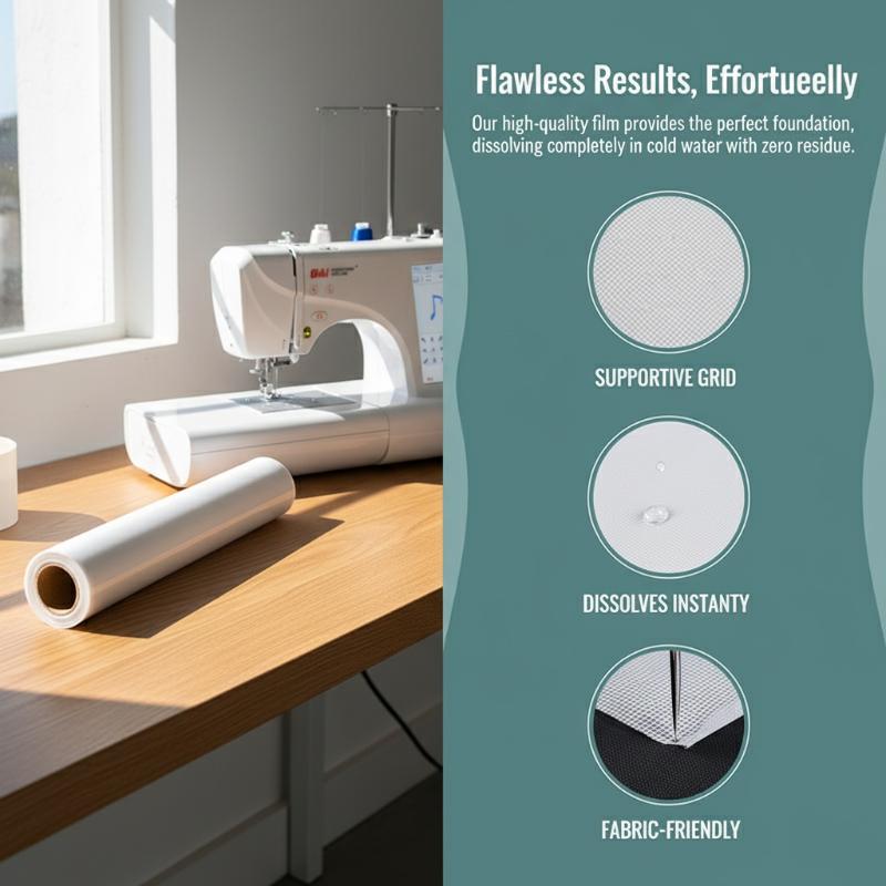 Embroidery Stabilizer Backing - แผ่นฟิล์มกันซึมละลายน้ำสำหรับงานปัก ขนาด 11.8 นิ้ว x 10