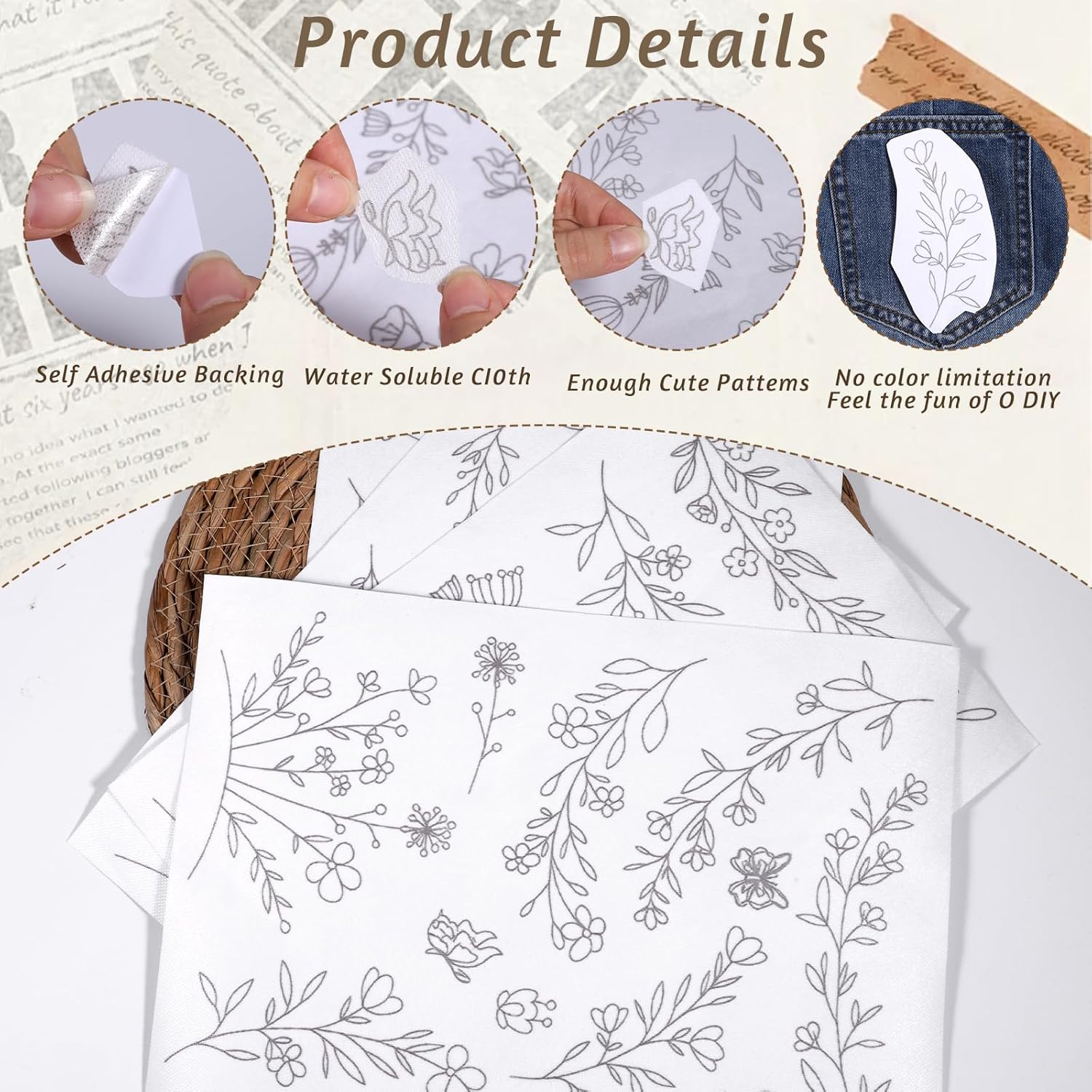 กระดาษปักลายละลายน้ำได้ Stick  - Embroidery Stabilizer Backing บทวิจารณ์และราคา