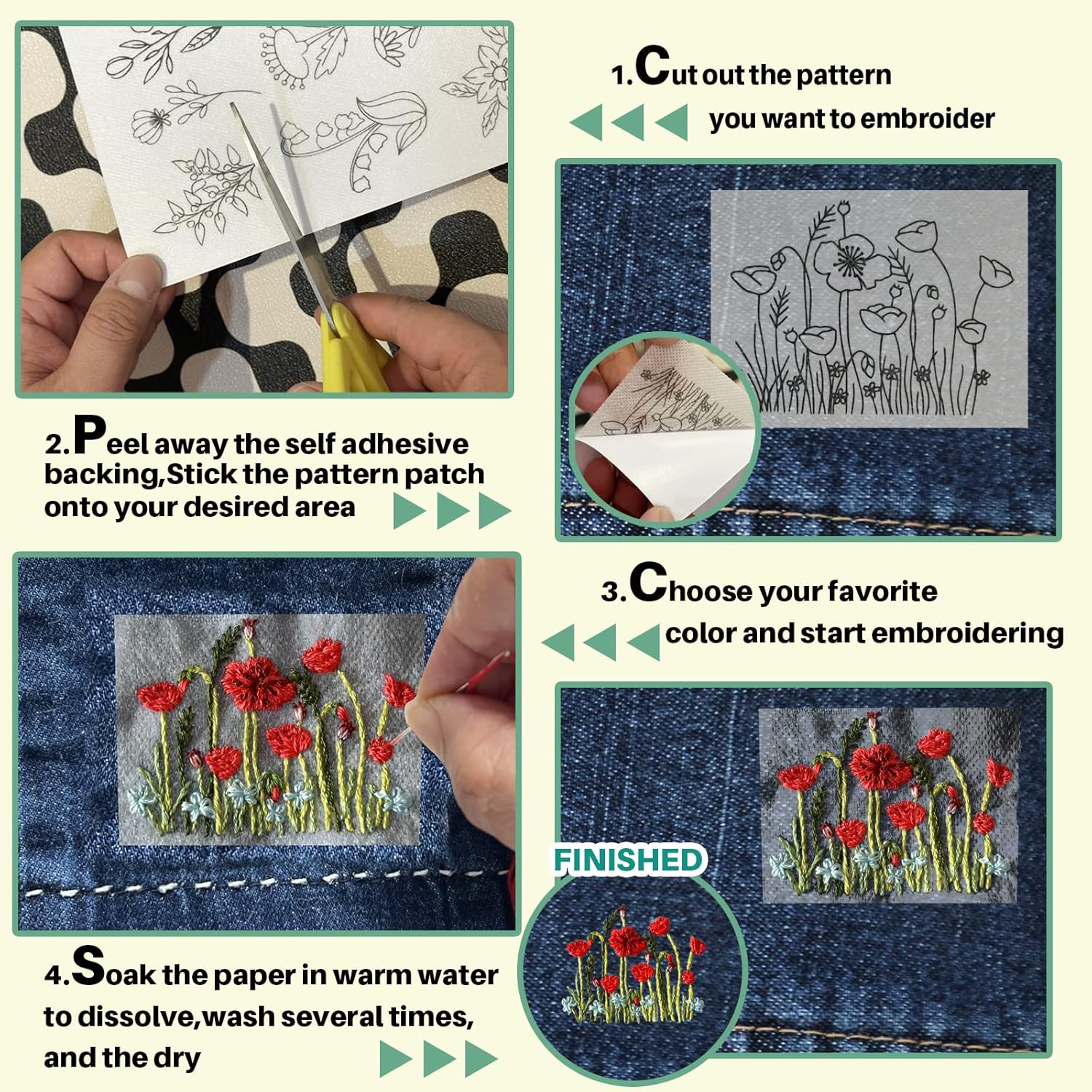 กระดาษปักลายดอกไม้แบบละลายน้ำไ - Embroidery Stabilizer Backing บทวิจารณ์และราคา