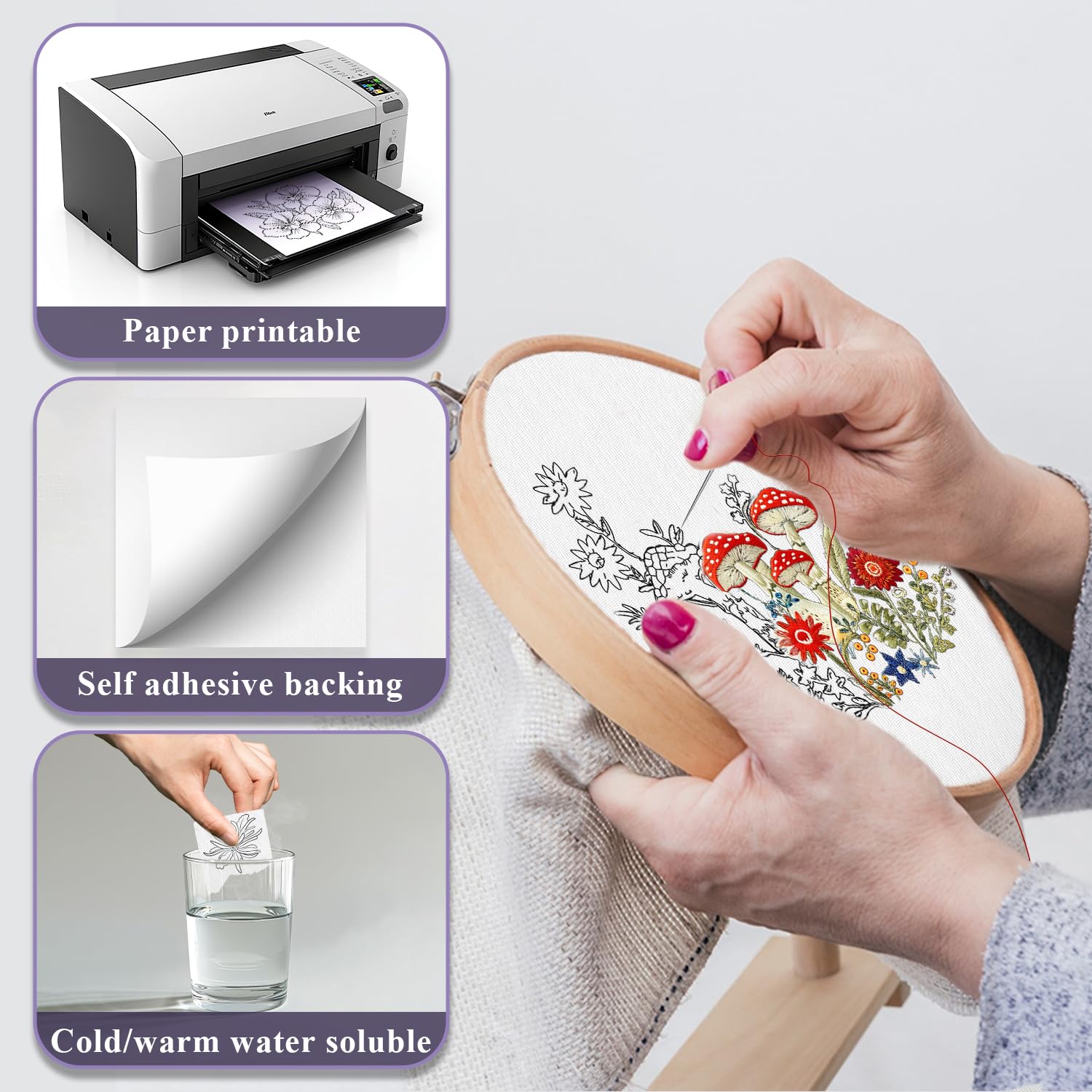 10/5Pcs น้ําเย็บปักถักร้อย Sta - Embroidery Stabilizer Backing บทวิจารณ์และราคา